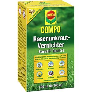 COMPO Rasenunkraut-Vernichter Banvel Quattro (Nachfolger Banvel M), Unkrautvernichter für schwer bekämpfbares Unkraut, Konzentrat, 400 ml (400 m²)