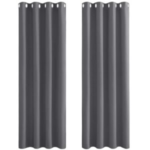 PONY DANCE Verdunklungsvorhänge Grau Blackout Vorhang mit Ösen Abdunkelnde Gardinen Wohnzimmer 2er Set H 245 x B 140 cm Verdunklungsgardine Thermo Vorhänge gegen Hitze