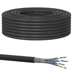 RedStar24 25m Cat7 Erdkabel Verlegekabel Outdoor Lan Kabel Installationskabel Schwarz AWG23/1 CAT 7 S/FTP Ethernet Netzwerk 1000MHz geschirmtes Datenkabel Netzwerkkabel für Außenbereich UV-beständig