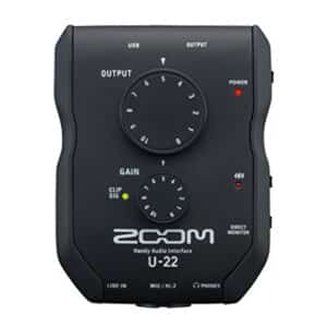 Zoom U-22 Handy Audio Interface, 2-Kanal tragbare USB-Audio-Schnittstelle, 1 XLR/TRS-Eingang, Batterie oder Bus betrieben, Phantomspeisung