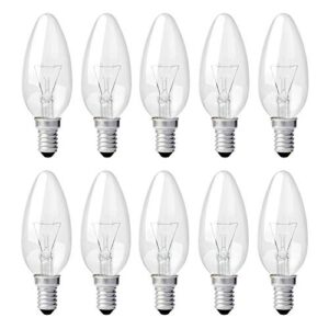 Leuci 10 x Glühbirne Kerze 40W E14 klar Glühlampe B35 Glühbirnen Glühlampen Kerzen warmweiß dimmbar (40 Watt, 10er)