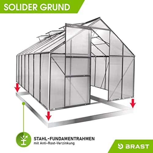 BRAST Gewächshaus Aluminium mit Fundament rostfrei 6mm Platten trusTrove