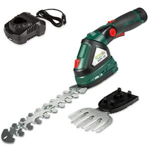 Akku-Grasschere Heckenschere Strauchschere Drucksprüher - inkl. 12V (2Ah) Li-Ionen Akku und 1h Schnellladegerät - Trimmen und Schneiden von Sträuchern, Rasenkante, Besprühen von Pflanzen